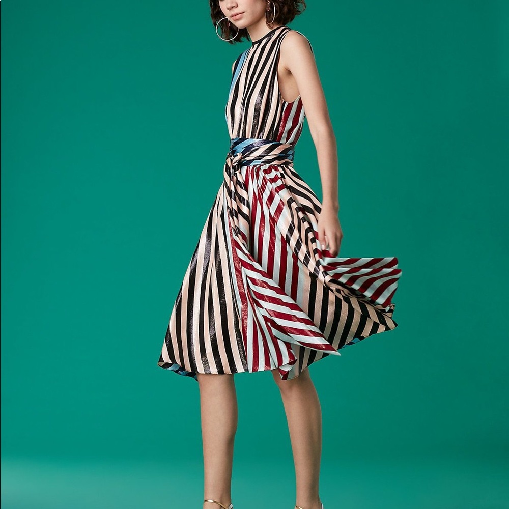 Diane Von Furstenberg Waist Tie Draped Midi Dress